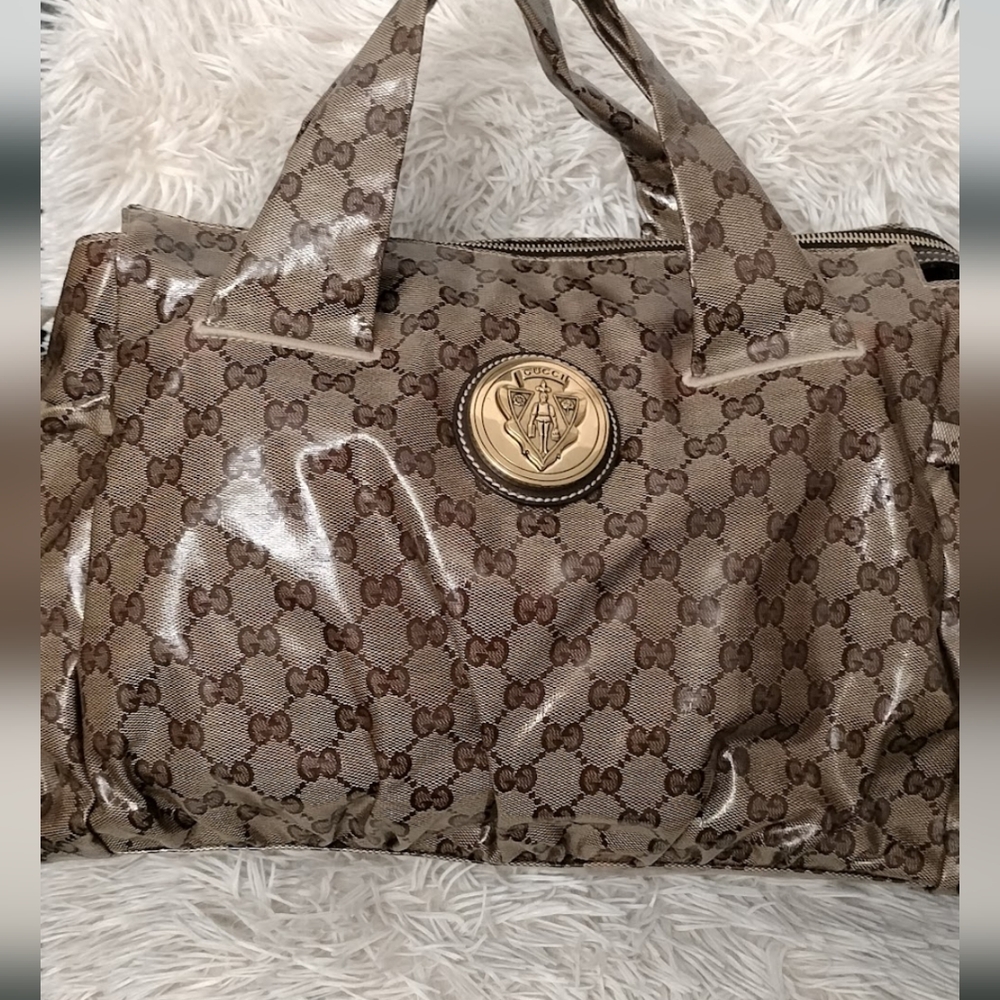 Gucci Brown GG Crystal Coated Canvas Hysteria